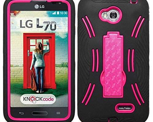 MyBat Asmyna Symbiosis Stand Protector Cover for LG VS450PP Optimus Exceed 2/MS323 Optimus L70 - Retail Packaging - Hot Pink/Black