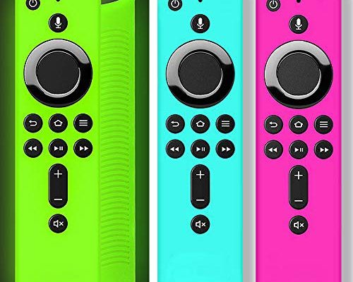 ONEBOM 3 Pack Fire Stick Remote Cover,Fire TV Stick Remote for TV Firestick 4K / TV 2nd Gen (3rd Gen Pendant Design) Remote Control (Green Glow & Rose RED+Sky Blue Not Glow)