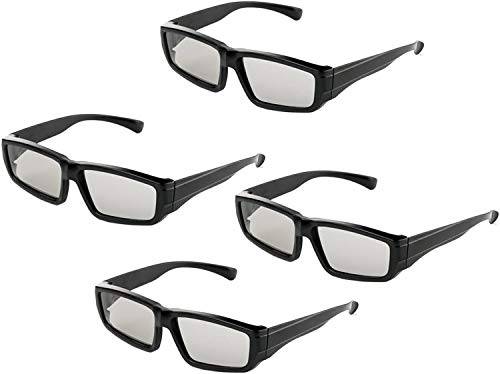 Passive 3D Glasses Polarized Lenses for Passive 3D TVs RealD Cinema Projectors Sony Sharp Samsung LG Philips, Note: Not Compatible with 3D Active Shutter TV Models - 4 Pairs