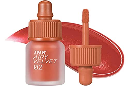 Peripera Ink Airy Velvet Lip Tint | High-Pigmentation, Lightweight, Soft, Moisturizing, Not Animal Tested | Selfie Orange Brown (#02), 0.14 fl oz