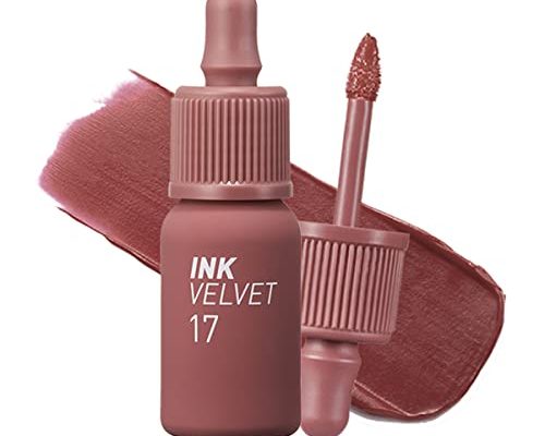 Peripera Ink the Velvet Lip Tint | High Pigment Color, Longwear, Weightless, Not Animal Tested, Gluten-Free, Paraben-Free | #017 ROSY NUDE, 0.14 fl oz