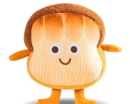 PLAYNICS Toast Bread Stuffed Plush Toy,Small Hugging Food Chubby Sleep Sliced Stuffed Soft Sofa Cushion,Gift for Kids Children Adults Room Decor (Brown Printing, 9.8 inches)