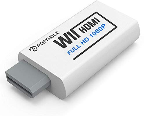 PORTHOLIC Wii to HDMI Converter 1080P for Full HD Device, Wii HDMI Adapter with 3,5mm Audio Jack&HDMI Output Compatible with Nintendo Wii, Wii U, HDTV, Monitor-Supports All Wii Display Modes 720P, NTS