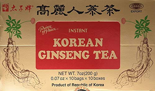 Prince of Peace Korean Ginseng Instant Tea, 100 Sachet – Natural Red Panax Ginseng Tea – Korean Ginseng Extract – Easy to Brew Hot or Cold – Herbal Chinese Tea Sachets – Promotes Overall Health and