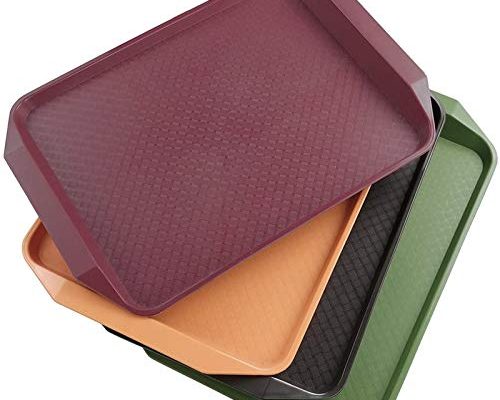 Qskely Plastic Fast Food Trays for Eating, 17" x 11.8", Set of 4