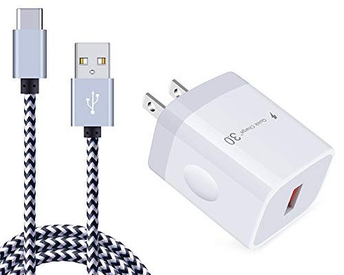 Quick Charge 3.0 Fast Charger Compatible Moto X4, Z4 Z3 Z2 Z Play Force, G8 G7 Power Play, G6, G6 Plus(Not for G6 Play), Motorola One, 18W Rapid Wall Charger with 6Ft USB Type C Charging Cable Cord