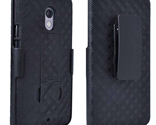 Rome Tech Holster Case with Belt Clip for Droid Maxx 2 / Moto X Play - Slim Heavy Duty Shell Holster Combo - Rugged Phone Cover with Kickstand Compatible with Droid Maxx 2 - Black