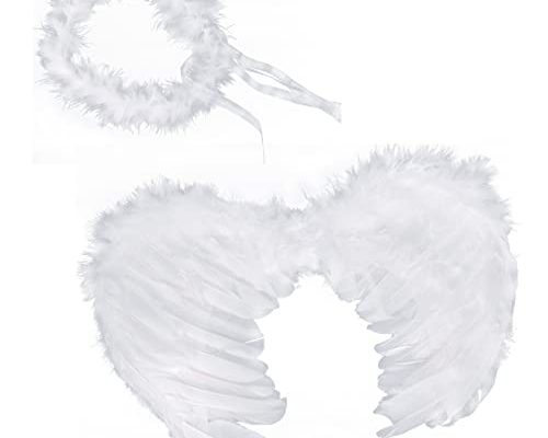 RUIZSH Angel Feather Wings and Halo Headband for Cosplay, Party Costumes
