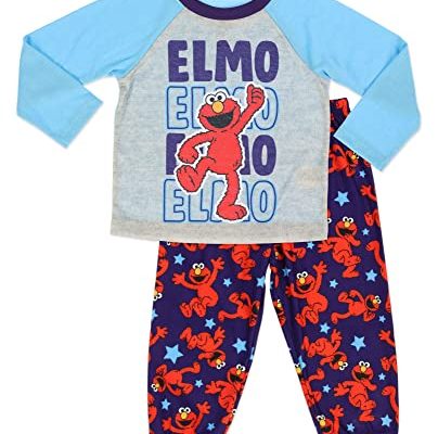 Sesame Street Toddler Pajama Set, 2-Piece PJ Set, Grey/Blue, Toddler Size 2