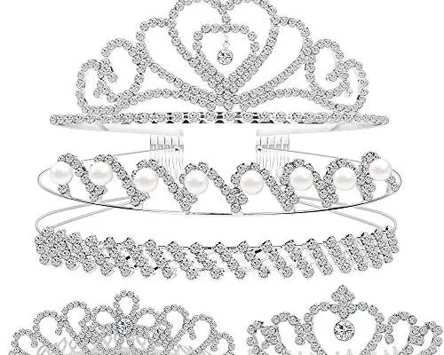 Set of 5 Crystal Headband, Teenitor Rhinestone Headbands for Women Hair Jewelry Wedding Headband Crown Party Tiaras-Silver