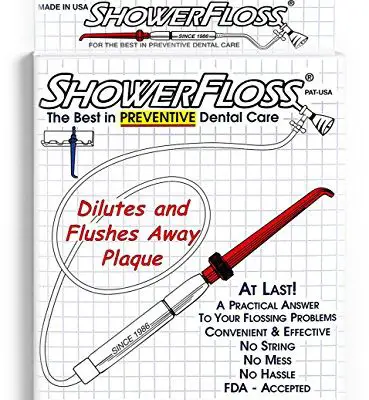 ShowerFloss – Professionally Designed Oral Irrigation Flossing Device – with Pressure Adjustment – Dentist Recommended for Plaque Buildup, Cleaning Out Pockets & Strengthening Gums