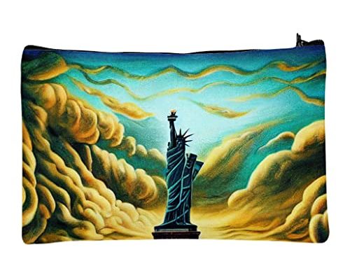 Statue of Liberty Art Makeup Bag - Printed Cosmetic Bag - Salvador Dali Style Art Makeup Pouch for Brushes Lipstick Small Linen Cosmetic Pouch for Travel (8.3X5 Inches)