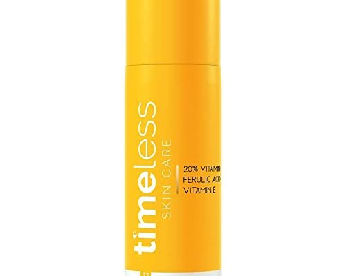 Timeless Skin Care 20% Vitamin C + E Ferulic Acid Serum - 1 oz - Lightweight, Non-Greasy Formula - Use Daily to Brighten, Restore & Correct Skin - Recommended for All Skin Types
