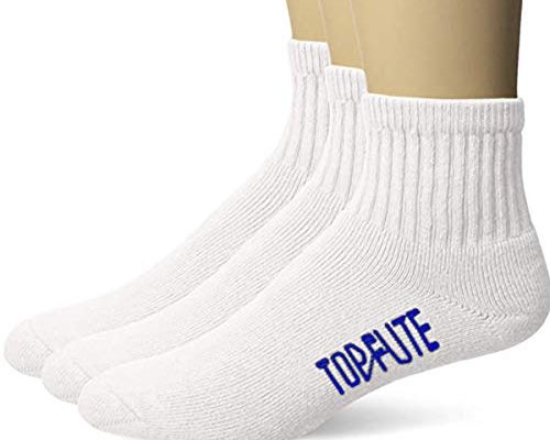 Top Flite Men's Sport Full Cushion Quarter Socks 3 Pair Pack, White, Large (10-13) - Shoe Size 9-13