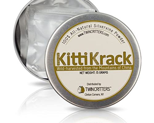 TWINCRITTERS KittiKrack Organic Silvervine Catnip Powder Substitute for Cats & Kittens | All-Natural Wild Harvested Silvervine Powder | 3 Individual 5-Gram KittiKrack Powder Packs | 15g