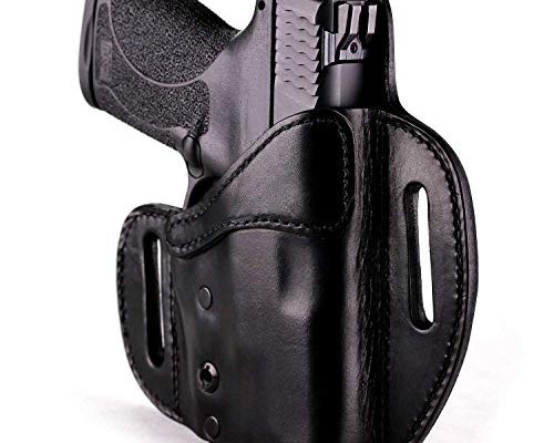 Urban Carry Lock Leather Hybrid OWB (Pancake) Molded Outside Waist Open/Conceal Carry Holster - Leather w/Kydex Advantage! (Black, 210 - Right Hand)