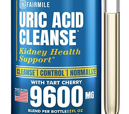 Uric Acid Cleanse with Tart Cherry 9600mg - Made in USA - Joint Comfort & Detoxification - Liquid Uric Acid Support Formula for High BioAvailability