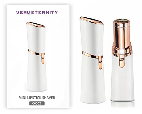 Veru ETERNITY Women Hair Remover Painless Lipstick Shaver for Face,Hand, Armpit, Leg and Bikini,Portable Battery Powered Trimmers for Home and Travel,Built-in LED Light,Milky White/Rose Gold