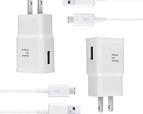 Wall Charger Kit Adaptive Fast Charge Compatible Samsung Tablet/Phone Galaxy S7 / S7 Edge / S6 / S6 Plus / A6 / J7 / J3 / Note5 4, USB 2.0 Charger Plug and Micro USB Cable (2 Pack)