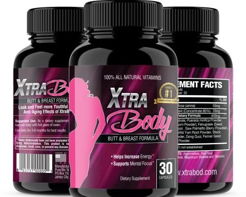 XtraBody Butt Enhancement and Breast Enlargement Supplement - Estrogen Enhancer - Increases Natural Curves, Reduces Menstrual Symptoms and Provides an Extra Boost of Energy (1 Bottle - 30 Capsules)