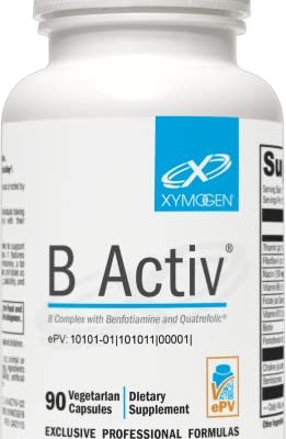 XYMOGEN B Activ B Complex with Benfotiamine + Quatrefolic - Full Spectrum B Vitamin with Thiamin, Biotin - Mood, Cognitive + Adrenal Support Supplement (90 Capsules)