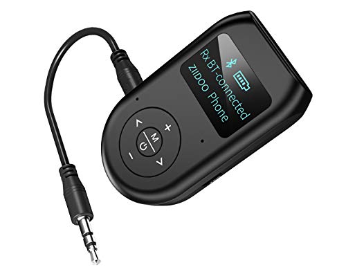 ZIIDOO Visible Bluetooth Transmitter and Receiver,4-in-1 Wireless Bluetooth Adapter with Display Screen,Low Latency Bluetooth 5.0 Audio Adapter for TV,PC,Car,Home Stereo System