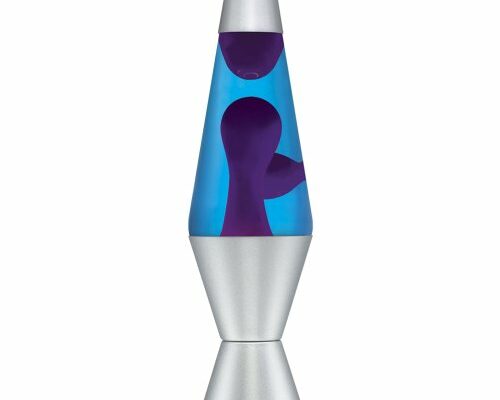 14.5-Inch Silver Base Lava Lamp with Purple Wax in Blue Liquid - 2118