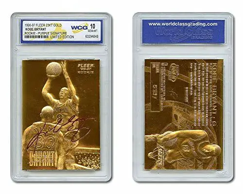 1996-1997 Kobe Bryant Fleer Rookie 23KT Gold Card Sculptured Purple Overstamp Signature Series - Graded GEM Mint 10