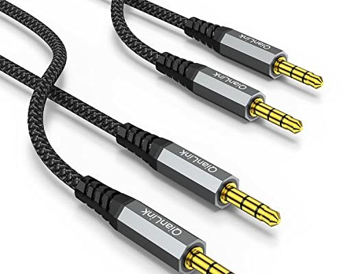 2 Pack AUX Cable, (6.6ft/2m, Hi-Fi Sound) 3.5mm TRS Auxiliary Audio Cable Nylon Braided Cord Compatible with Car,Home Stereos,Speaker,iPod iPad,Headphones,Sony,Echo Dot,Beats (Grey)