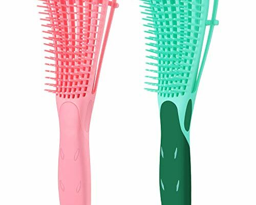 2 Pack Detangling Brush for Curly Hair, ez Detangler Brush Hair Detangler, Afro Textured 3a to 4c Kinky Wavy for Wet/Dry/Long Thick Curly Hair, Exfoliating for Beautiful and Shiny Curls (Green, Pink)