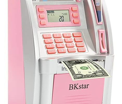 2024 Upgraded ATM Piggy Bank for Real Money Kids Adults with Debit Card, Bill Feeder, Coin Recognition, Balance Calculator, Digital Electronic Savings Safe Machine Box, Hot Gift for Boys Girls