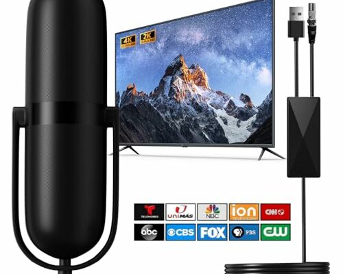 2024 Upgraded TV Antenna Indoor with 650+ Miles Coverage Range Supports 2K 4K for Smart TV and Local Channels, with Signal Amplifier and 18ft HD Cable