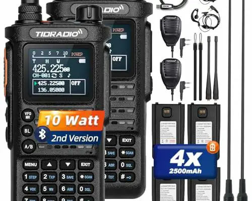 (2nd Generation) TIDRADIO TD-H8 10W HighPower Ham Radio Handheld with APP Wireless Programming, Long Range Radio with 2500mAh Large Battery (4 pcs), Two Way Radio with TD-771 Antenna & Speaker Mic.