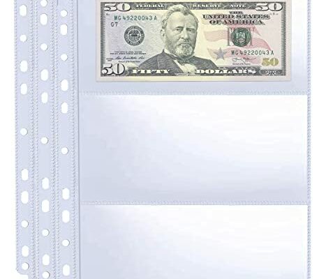 30 Pack 180 Pockets 11 Hole Currency Collection Sleeves, Cash Collecting Album Refill Page, Double Side 3 Pockets Currency Sheets for Collecting Dollar Bills, Paper Money, Foreign Currency and Coupons