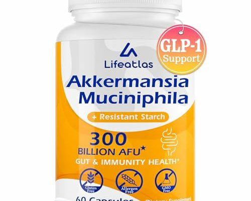 300 Billion AFU Akkermansia Muciniphila | GLP-1 Probiotics for Women for Women & Men, for Support GLP-1, Digestive, Gut, Immune & Overall Health, Enhances Gut Digestive Lining Function, 60 Capsules