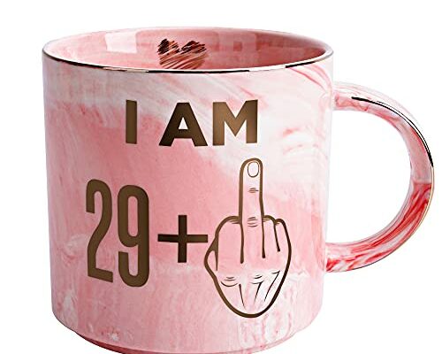 30th Birthday Gifts for Women - Funny Turning 30 Year Old Birthday Gift Ideas for Wife, Mom, Daughter, Sister, Aunt, Best Friends, BFF, Coworkers - Fabulous Pink Marble Mug, Ceramic 11.5oz Coffee Cup