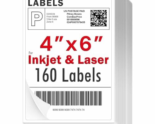 4x6 inch Shipping Labels, Laser and Inkjet Printer Compatible, Multi-Purpose Strong Adhesive Stickers, Matte White 160 Labels