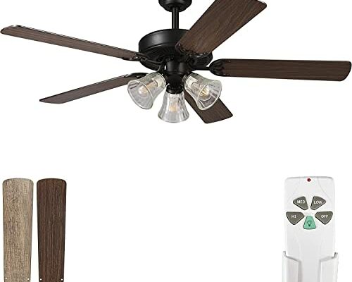 52 Inch Indoor Ceiling Fan with Light and Remote Control, Reversible Blades and Motor, 110V ETL Listed for Living Room, Dining Room, Bedroom, Basement, Kitchen