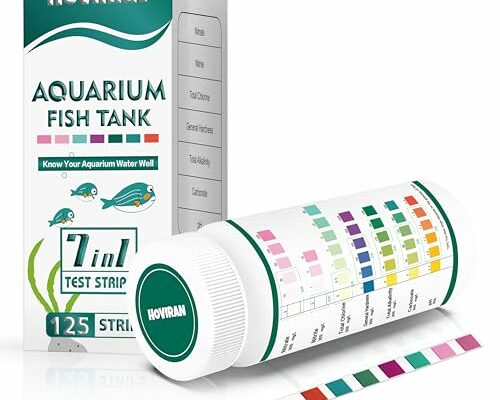 7 in 1 Aquarium Test Strips, 125ct Fish Tank Test Strips for Freshwater Saltwater Pond, Accurate Water Testing Kit Aquarium for Chlorine, Total Hardness, Carbonate, Alkalinity, Nitrate, Nitrite and pH