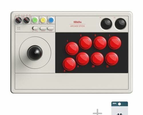 8Bitdo Arcade Stick for Switch & Windows, Arcade Fight Stick Support Wireless Bluetooth, 2.4G Receiver and Wired Connection