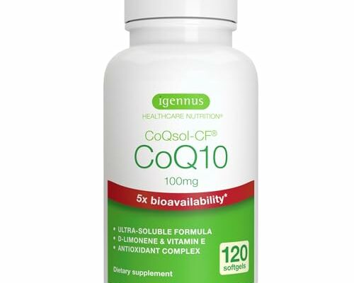 Advanced CoQ10 5X Bioavailability with CoQsol-CF, Enhanced with Vitamin E & D-Limonene, 120 Servings, Naturally Fermented, Premium Coenzyme Q10 100mg-200mg Softgels, by Igennus