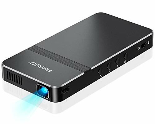 AKASO Mini Projector, Pocket-Sized DLP Portable Projector, 1080P Cookie Projector , Support HDMI WiFI Built-in Rechargeable Battery Stereo Speakers and Remote Control Movie Projector