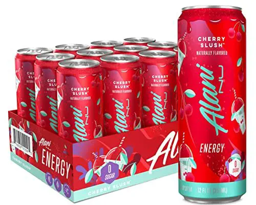 Alani Nu CHERRY SLUSH Sugar Free, Low Calorie Energy Drinks | 200mg Caffeine | Pre Workout Performance with Antioxidants | Biotin B Vitamins | Zero Sugar | 10 Calories | 12 Fl Oz Cans (12 Pack)