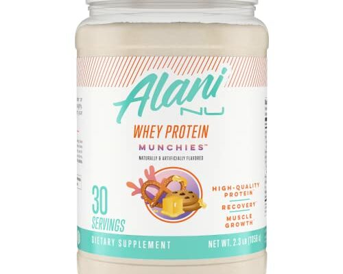 Alani Nu Whey Protein Powder Munchies | 23g Protein with Low Sugar & Digestive Enzymes | Meal Replacement Powder | Low Fat Low Carb Whey Isolate Protein Blend | 30 Servings