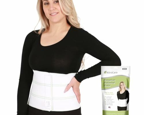 AltroCare Postpartum & Post Surgery Abdominal Binder. Support Recovery after C-Section, Natural Birth, Hysterectomy, Hernia. 3 Panel design, Size S/M (30" to 45").