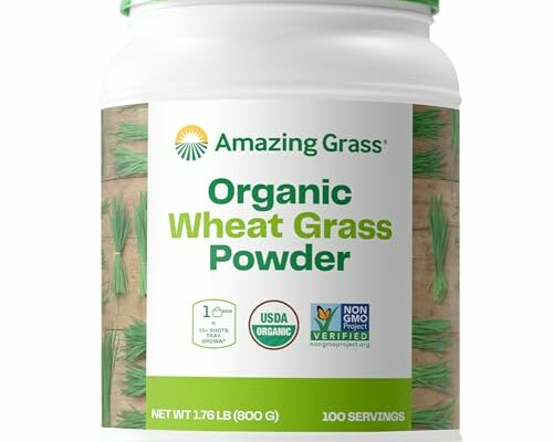 Amazing Grass Wheat Grass Powder: 100% Whole-Leaf Wheat Grass Powder for Energy, Detox & Immunity Support, Chlorophyll Providing Greens, 100 Servings