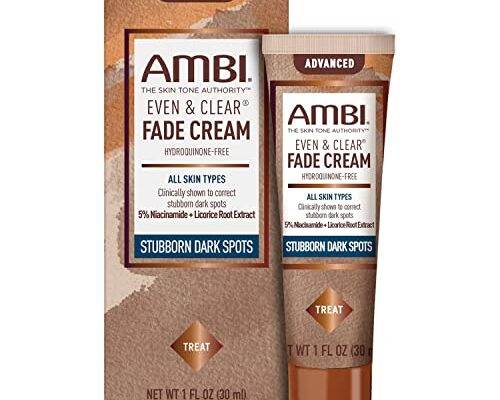 Ambi Even & Clear Advanced Fade Cream, Hydroquinone-free, Hyperpigmentation Treatment, Stubborn Dark Spot Corrector, Results In As Little As 2-3 Weeks, Niacinamide, Licorice Root Extract, PHA, 1 Fl Oz