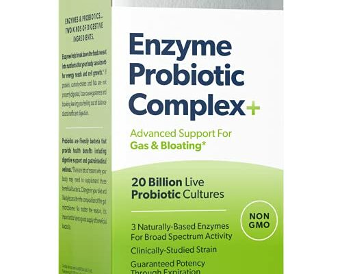 AMERICAN HEALTH Enzyme Probiotic Complex Plus, 20 Billion Microorganisms - Clinically Studied Strain - Advanced Support for Gas & Bloating* - Non-GMO - 60 Capsules, 60 Total Servings