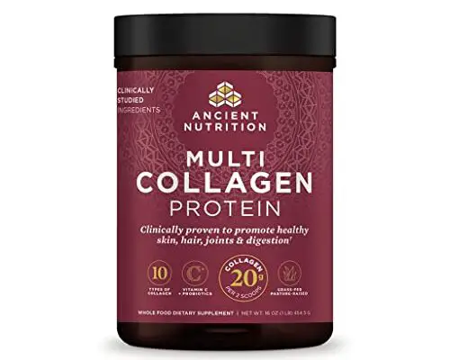 Ancient Nutrition Collagen Powder Protein with Probiotics, Unflavored Multi Collagen Protein with Vitamin C, 45 Servings, Hydrolyzed Collagen Peptides Supports Skin and Nails, Gut Health, 16oz