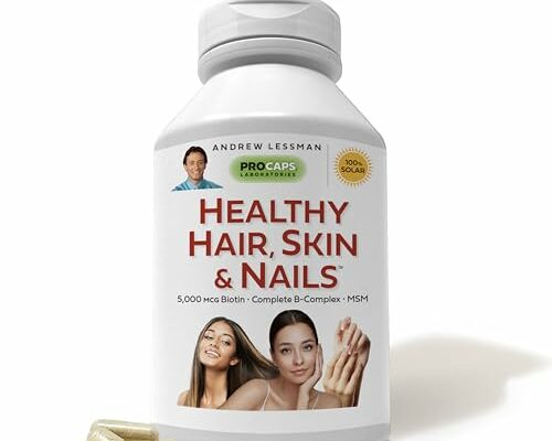 ANDREW LESSMAN Healthy Hair, Skin & Nails 240 Capsules – 5000 mcg High Bioactivity Biotin, B-Complex - Promotes Beautiful Hair, Skin, Strong Nails - No Additives Hair Growth Vitamins Biotin Supplement